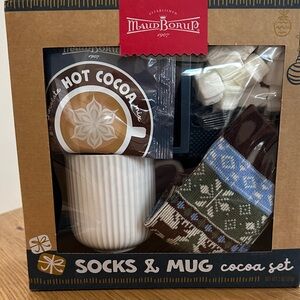 Cocoa Set with Mug and Socks - Brown and Blue